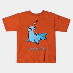 blue dinosaur Pisces Kids T-Shirt